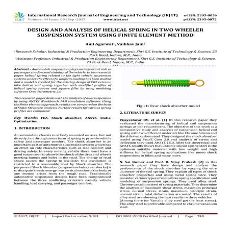 Design and Analysis of Helical Spring in Two Wheeler Suspension System using ...