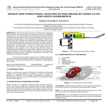 Design and Structural Analysis of Disc Brake by using CATIA and ANSYS-WORKBENCH