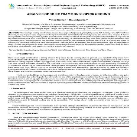 Analysis of 3d RC Frame on Sloping Ground