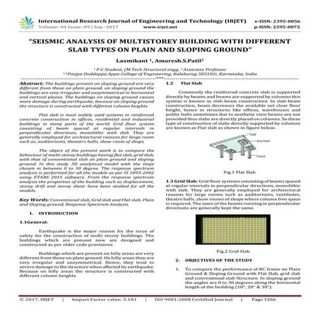 Seismic Analysis of Multistorey Building with Different Slab Types on Plain a...
