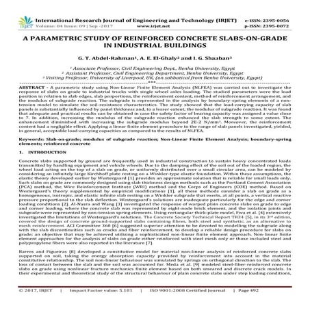 A Parametric Study of Reinforced Concrete Slabs-on-Grade in Industrial Buildings