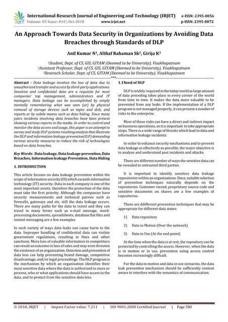 IRJET- An Approach Towards Data Security in Organizations by Avoiding Data Br...