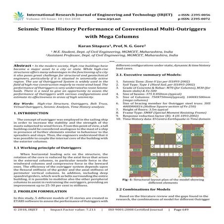 IRJET- Seismic Time History Performance of Conventional Multi-Outriggers with...