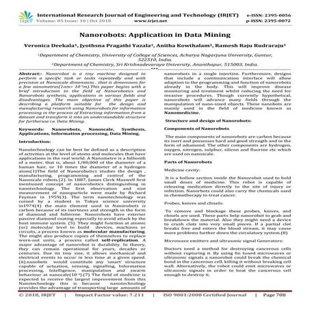IRJET- Nanorobots: Application in Data Mining
