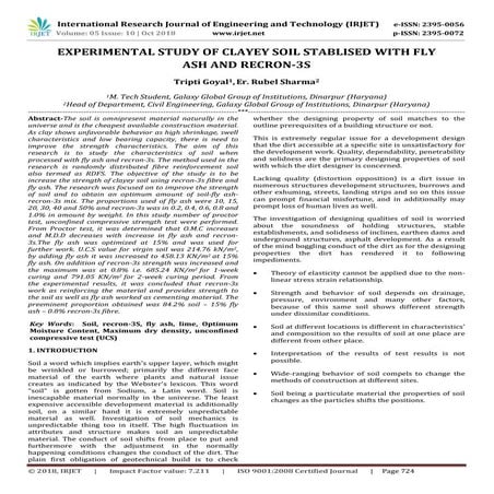“STUDY ON STABILIZATION OF CLAYEY SOIL USING FLY ASH AND LIME” | PDF