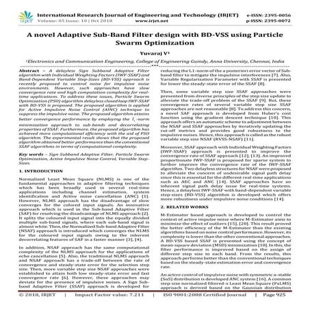 IRJET- A Novel Adaptive Sub-Band Filter Design with BD-VSS using Particle Swa...