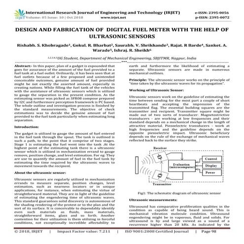 IRJET- Design and Fabrication of Digital Fuel Meter with the Help of Ultrason...