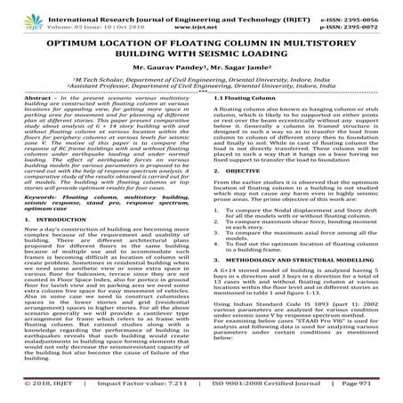 IRJET- Optimum Location of Floating Column in Multistorey Building with Seism...