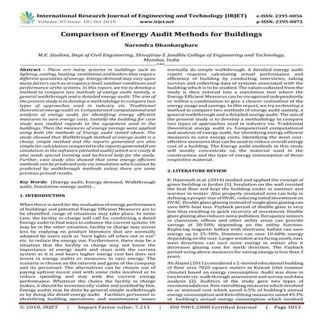 IRJET- Comparison of Energy Audit Methods for Buildings