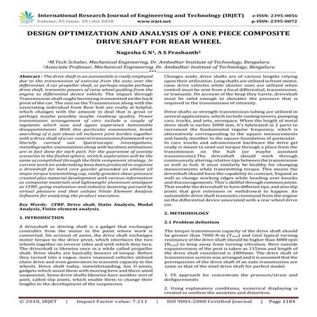 IRJET- Design Optimization and Analysis of a One Piece Composite Drive Shaft ...