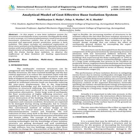 IRJET- Analytical Model of Cost Effective Base Isolation System