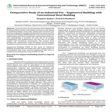 IRJET- Comparative Study of an Industrial Pre – Engineered Building with Conv...