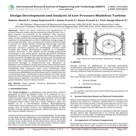 IRJET- Design Development and Analysis of Low Pressure Bladeless Turbine