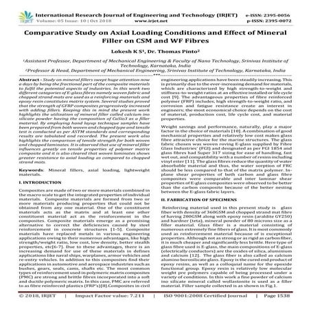 IRJET- Comparative Study on Axial Loading Conditions and Effect of Mineral Fi...