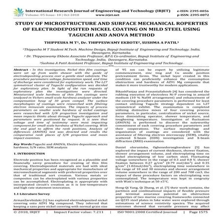 IRJET- Study of Microstructure and Surface Mechanical Properties of Electrode...