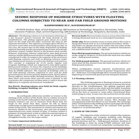 IRJET- Seismic Response of Highrise Structures with Floating Columns Subjecte...