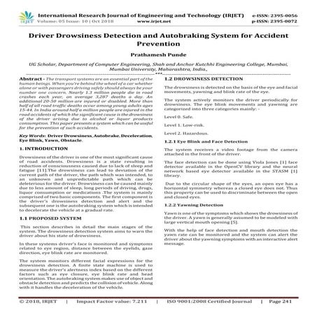 IRJET- Driver Drowsiness Detection and Autobraking System for Accident Preven...