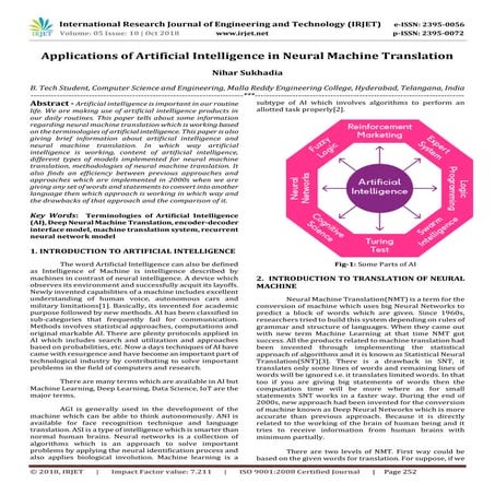 IRJET- Applications of Artificial Intelligence in Neural Machine ...
