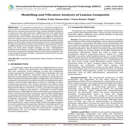 IRJET- Modelling and Vibration Analysis of Lamina Composite