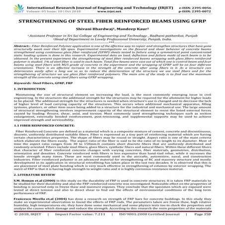 IRJET- Strengthening of Steel Fiber Reinforced Beams using GFRP