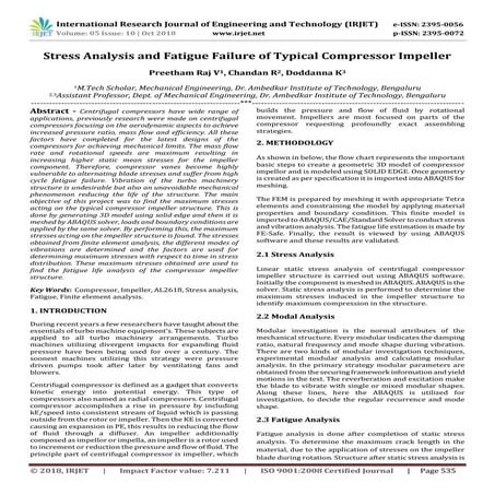 IRJET- Stress Analysis and Fatigue Failure of Typical Compressor Impeller