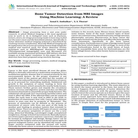 IRJET-Bone Tumor Detection from MRI  Images using Machine Learning: A Review