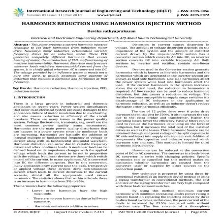 IRJET- Harmonics Reduction using Harmonics Injection Method