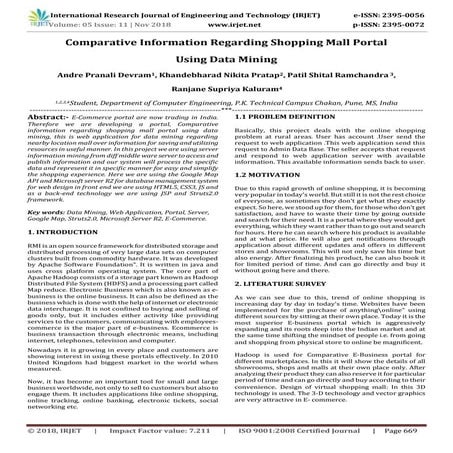 IRJET- Comparative Information Regarding Shopping Mall Portal using Data Mining