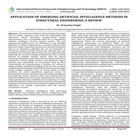 IRJET- Application of Emerging Artificial Intelligence Methods in Structural ...