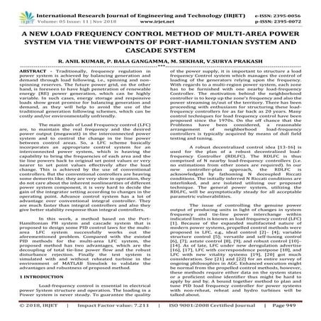 IRJET- A New Load Frequency Control Method of Multi-Area Power System ...