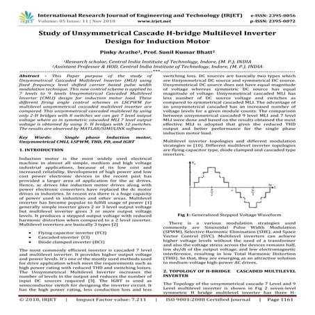 IRJET- Study of Unsymmetrical Cascade H-Bridge Multilevel Inverter Design for...