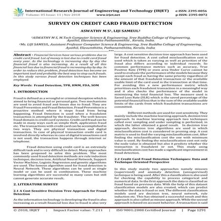 IRJET- Survey on Credit Card Fraud Detection