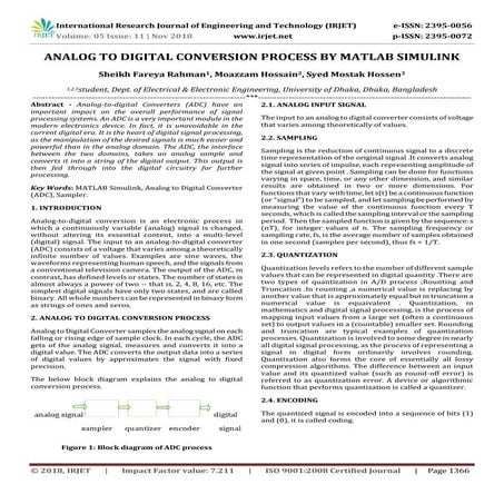 IRJET- Analog to Digital Conversion Process by Matlab Simulink