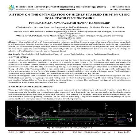 IRJET- A Study on the Optimization of Highly Stabled Ships by using Roll Stab...