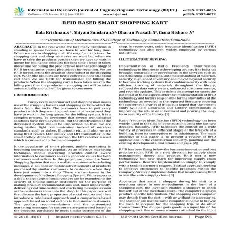 IRJET-RFID Based Smart Shopping Kart