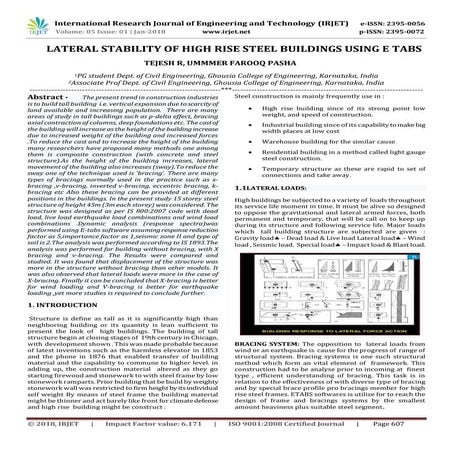IRJET-Lateral Stability of High Rise Steel Buildings using E TABS