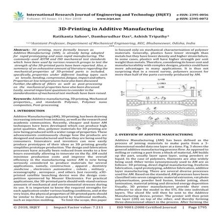 IRJET- 3D-Printing in Additive Manufacturing