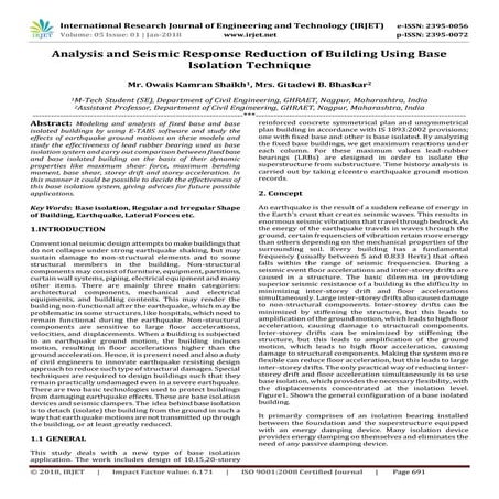 IRJET-Analysis and Seismic Response Reduction of Building using Base Isolatio...