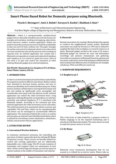 IRJET-Smart Phone Based Robot for Domestic Purpose using Bluetooth