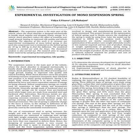 IRJET-Experimental Investigation of Mono Suspension Spring