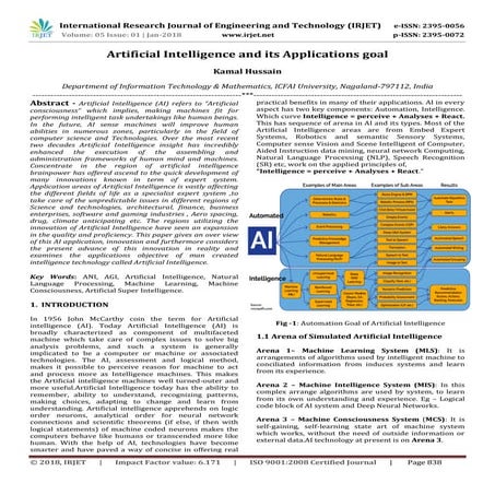 IRJET-Artificial Intelligence and its Applications Goal