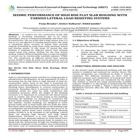 IRJET-Seismic Performance of High Rise Flat Slab Building with Various Latera...