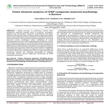 IRJET-Finite Element Analysis of CFRP Composite Material Machining: A Review