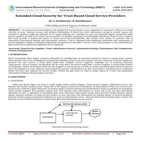 SELCSP: A FRAMEWORK TO FACILITATE SELECTION OF CLOUD SERVICE PROVIDERS ...