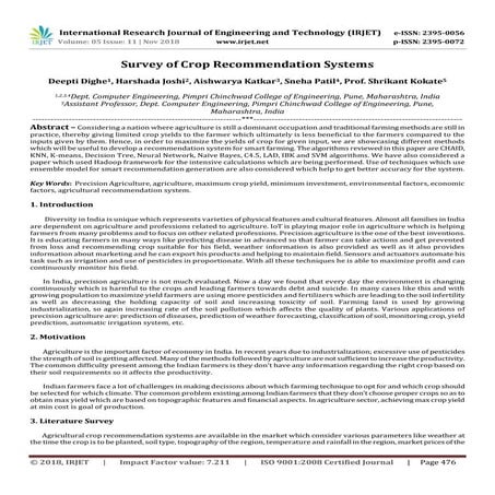 IRJET- Survey of Crop Recommendation Systems