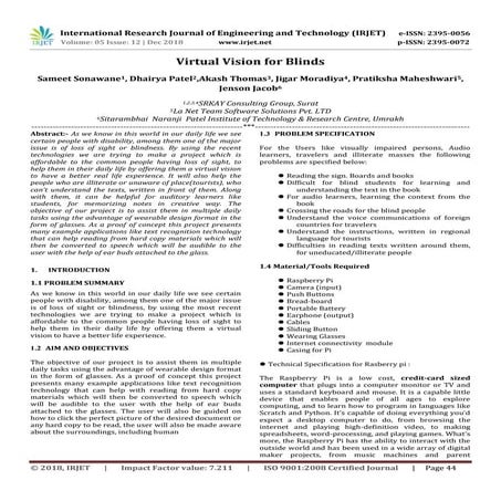 IRJET- Virtual Vision for Blinds