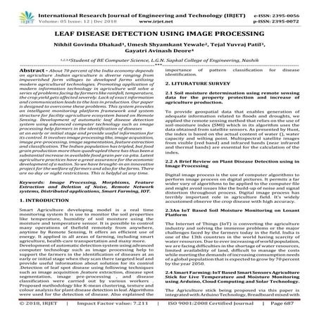 IRJET- Leaf Disease Detection using Image Processing