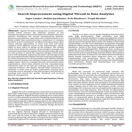 IRJET- Search Improvement using Digital Thread in Data Analytics