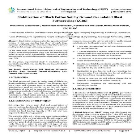 IRJET- Stabilization of Black Cotton Soil by Ground Granulated Blast Furnace ...
