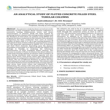 IRJET- An Analytical Study of Fluted Concrete Filled Steel Tubular Columns